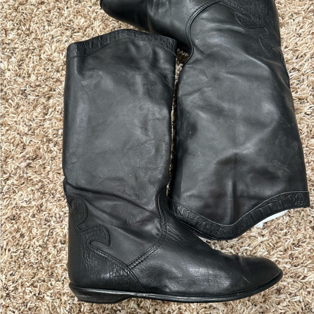 Vintage Black Leather Women's Boots